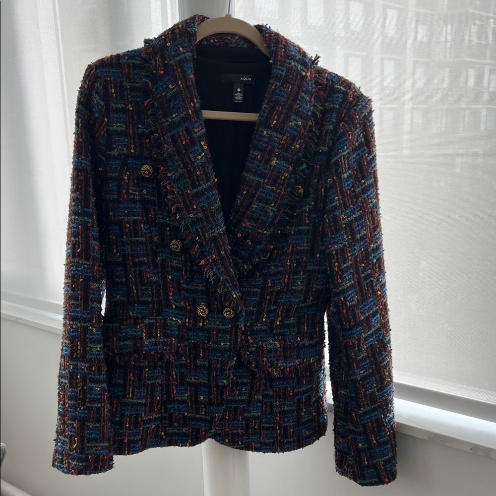 Aqua Colorful Tweed Blazer